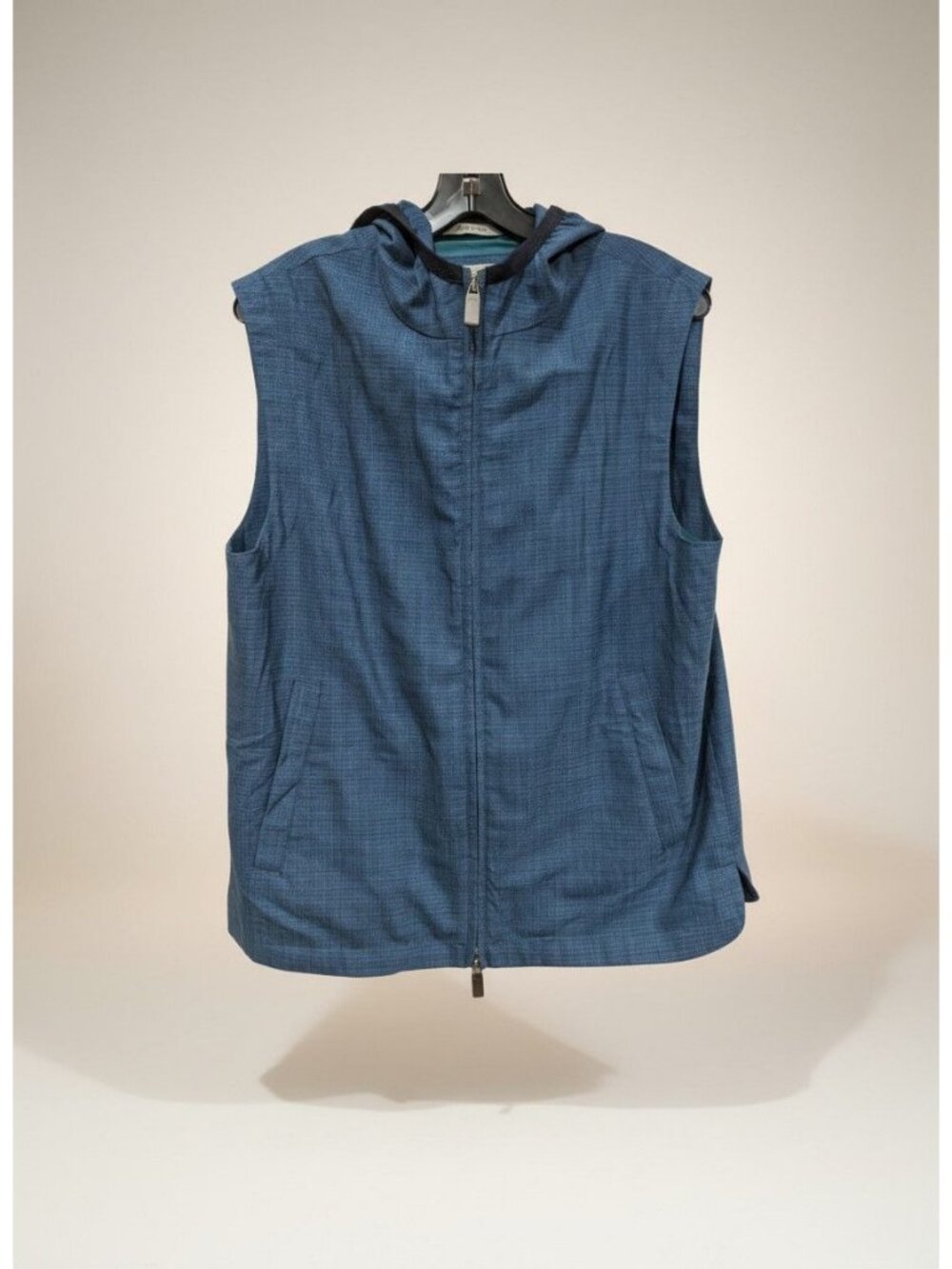 Canali Impeccabile Men's 50 Blue Green Hooded  Wool Vest EU size 50 / US M